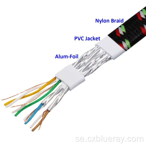 Nylon flätad skärmad internet patch kabel cat7 lan ethernet kabel rj45 patch nätverkskabel